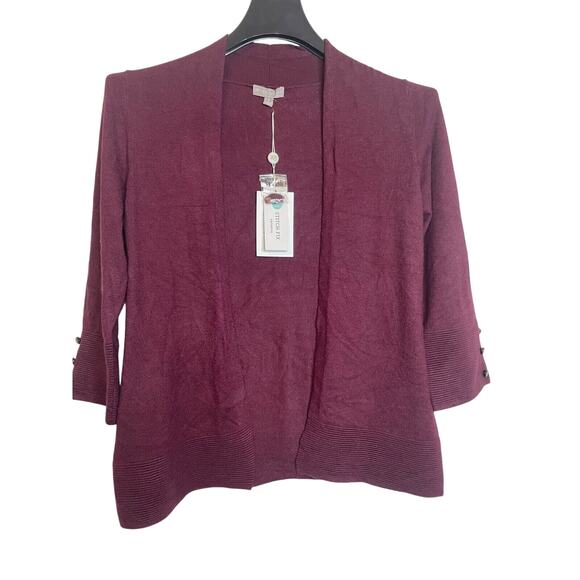 Evolution Womens Pullover Open Front Cardigan Sweater 3/4 Sleeve Size S Burgundy - Picture 1 of 7